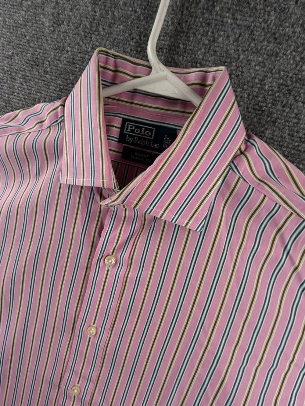 Polo Ralph Lauren Button Up Long Sleeve Striped Pink Regent Classic 16.5 32/33